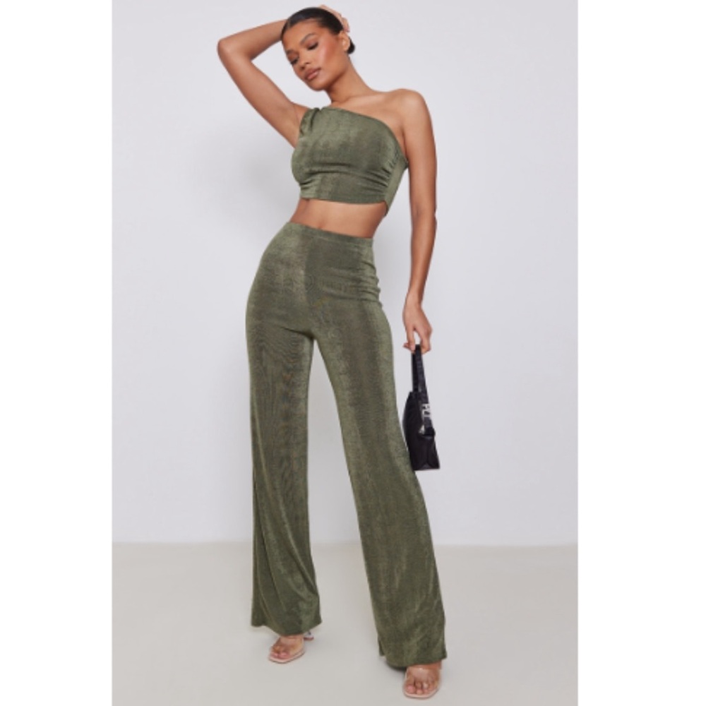 PrettyLittleThing Slinky Wide Leg Pant Set
